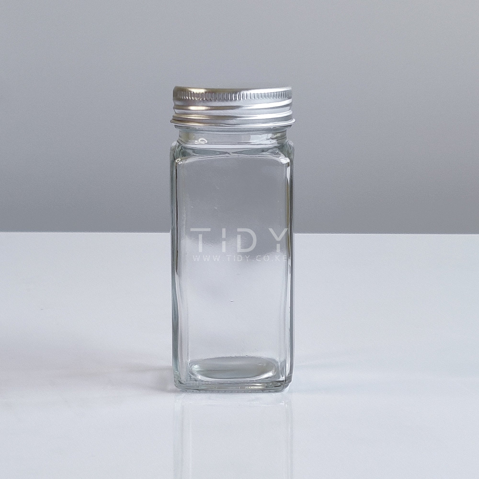 Square Spice Jar - Silver-tidy.co.ke