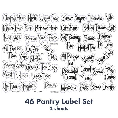 Ready to Stick Kitchen Labels  | 46 Pantry