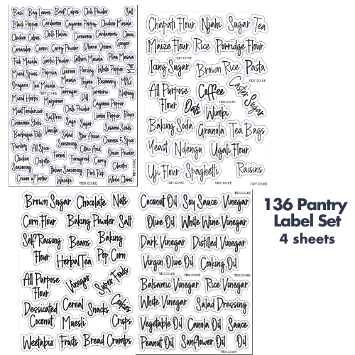 Ready to Stick Kitchen Labels | 136 Pantry,Spice,Condiment